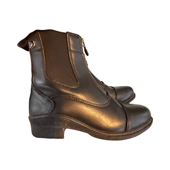 Black Synthetic Leather Ankle Boots - Picture 1 of 6